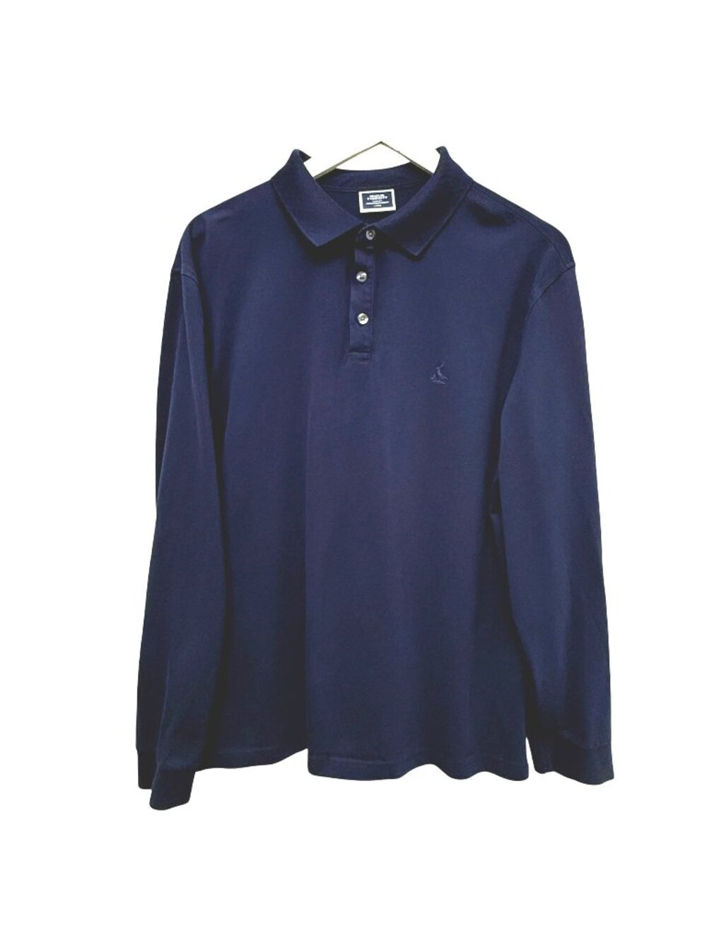 Charles Tyrwhitt Polo Shirt Large Navy Blue Long Sleeve Pique Cotton Preppy